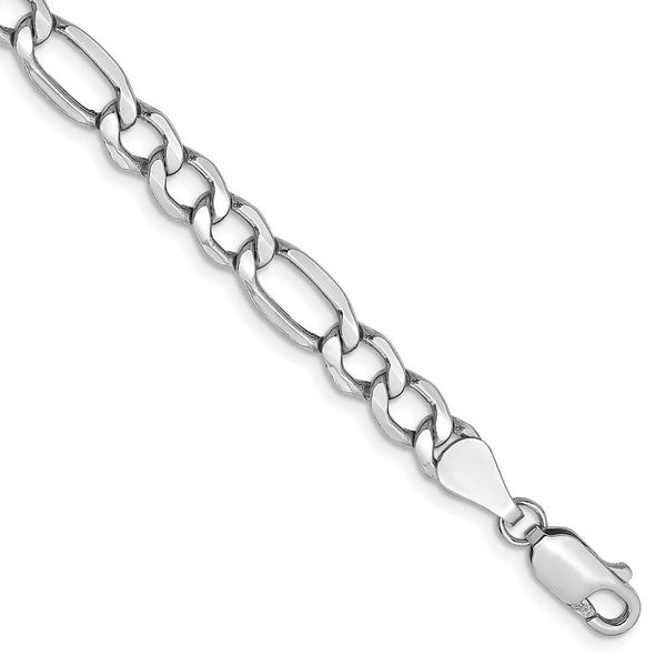 14K White Gold Figaro Bracelet 5.75mm Links