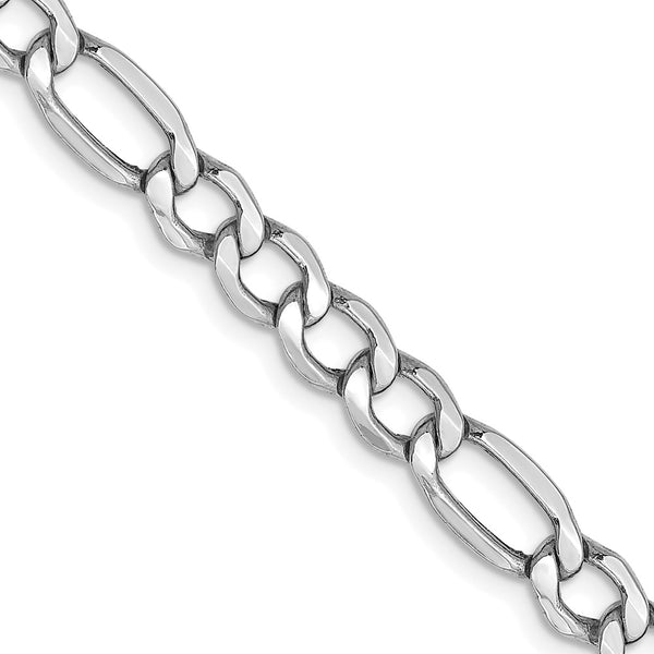 14K White Gold Figaro Chain, 5.75mm