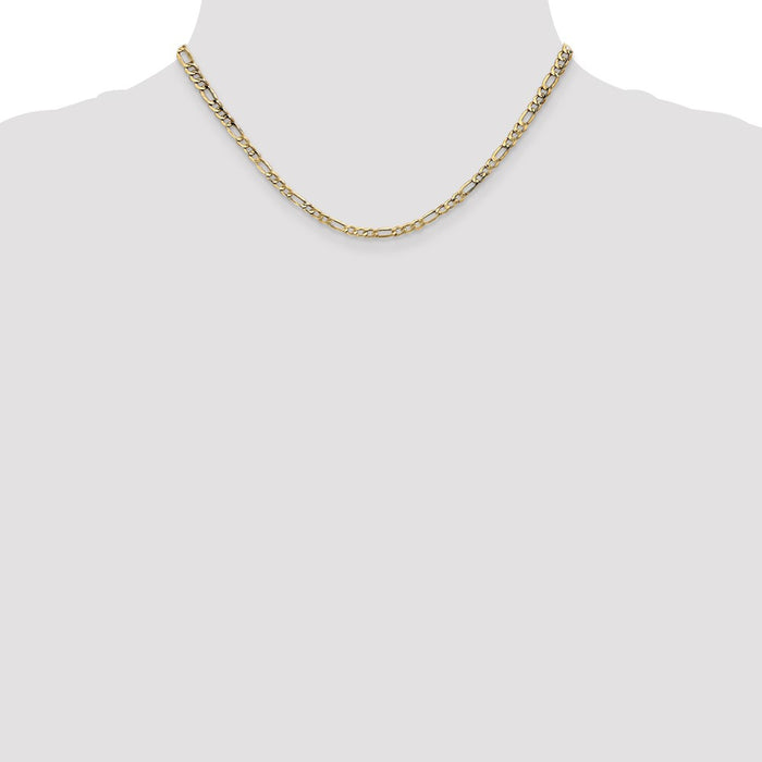 Shop 14K Gold 16-Inch 3.5mm Figaro Chain - Stylish Semi-Solid Luxury Jewelry-4