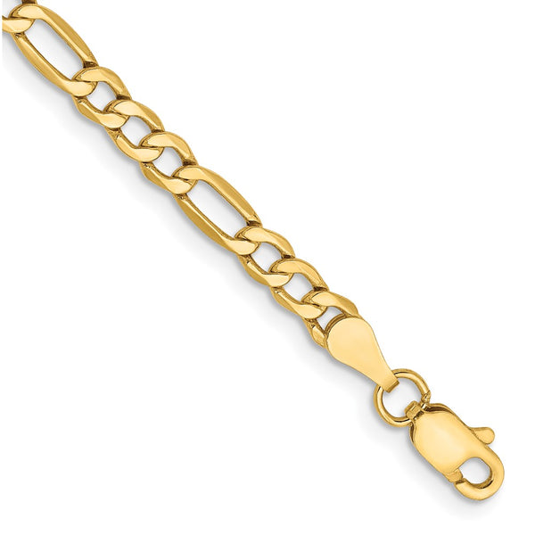14K Gold 9-Inch Semi-Solid Figaro Anklet - 3.5mm