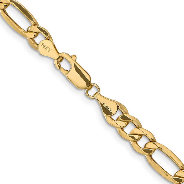 Buy 14K Gold 18-Inch 6.25mm Figaro Chain - Stylish Semi-Solid Design-3