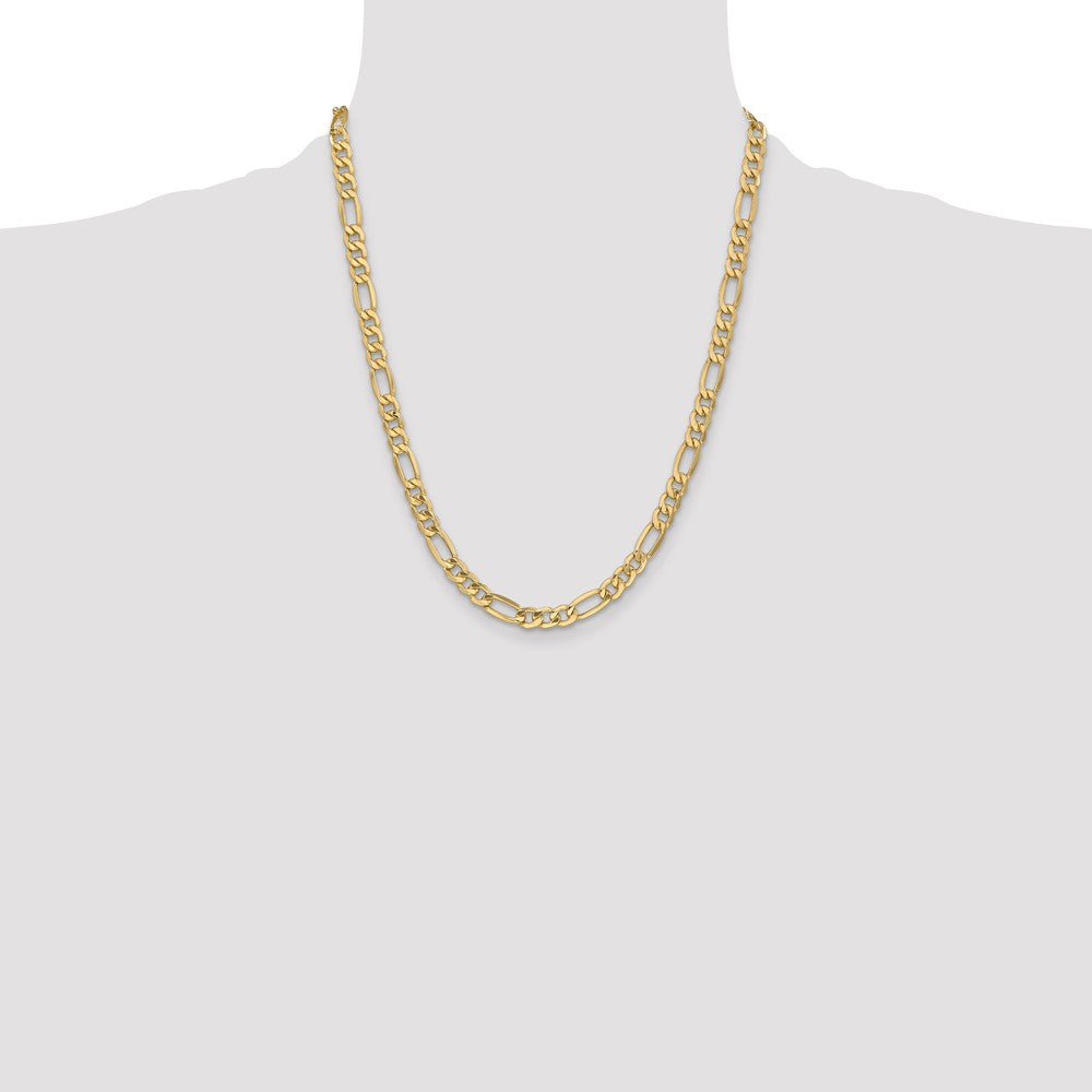 Exclusive 14K Gold Semi-Solid Figaro Chain, 22-Inch, 6.25mm Links, Stylish!