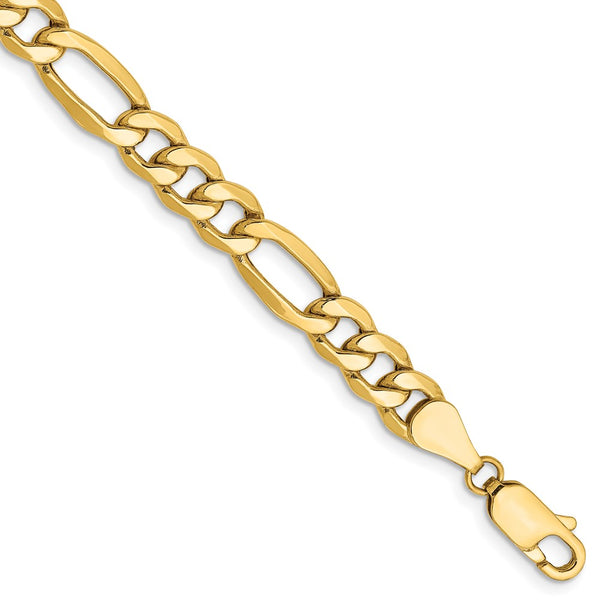 14K Gold Figaro Bracelet - 6.25mm Links