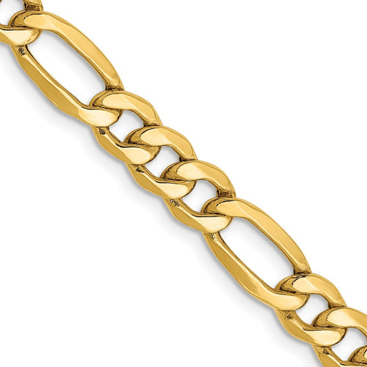 Buy 14K Gold 24-Inch Semi-Solid Figaro Chain - Stylish 6.25mm Links