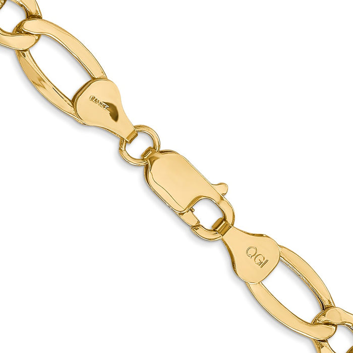 Shop Stylish 14K Gold 22-Inch Figaro Chain - 7.3mm, Luxury Lobster Clasp-3