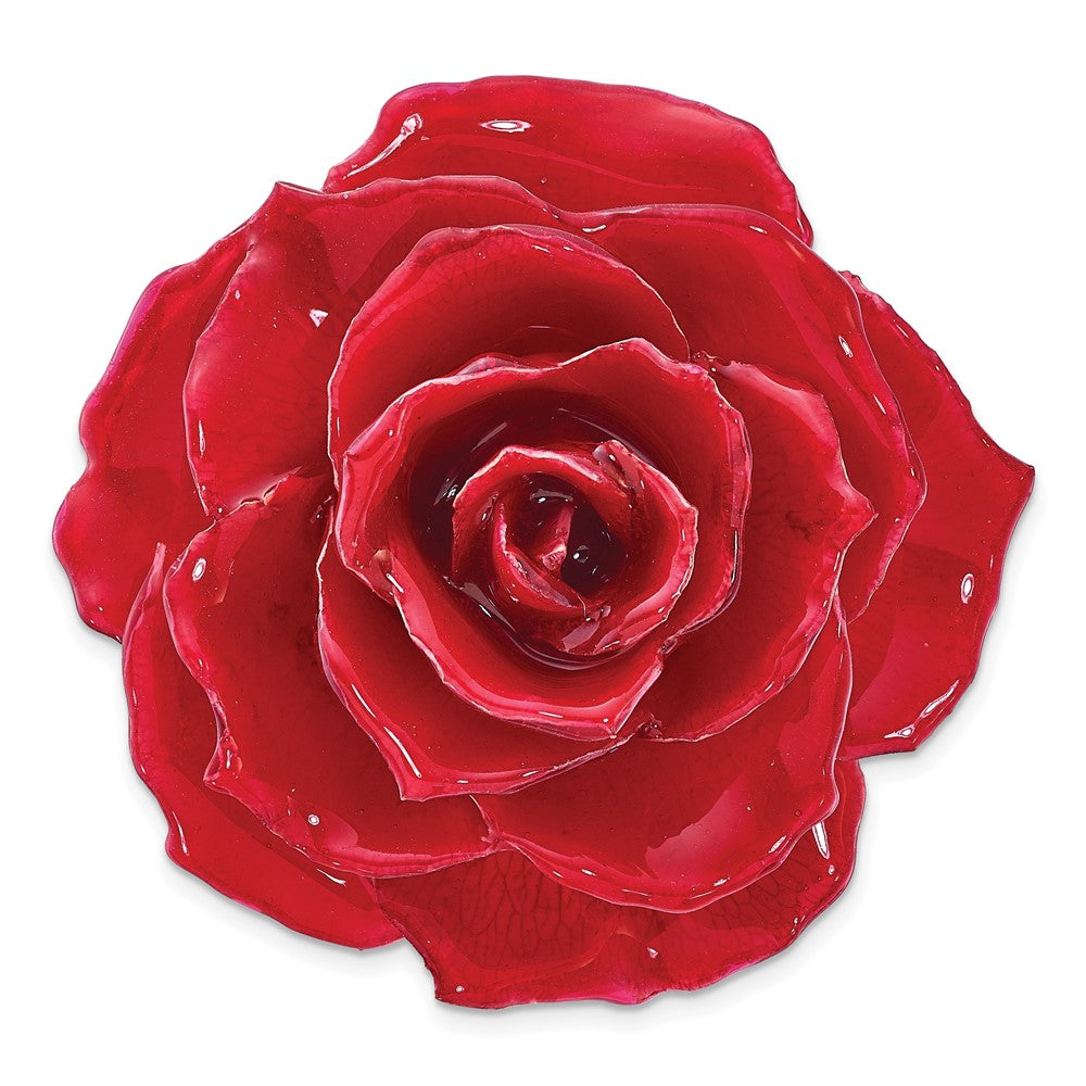 Buy Exclusive Adjustable Silver-Tone Ring with Lacquer-Dipped Red Rose