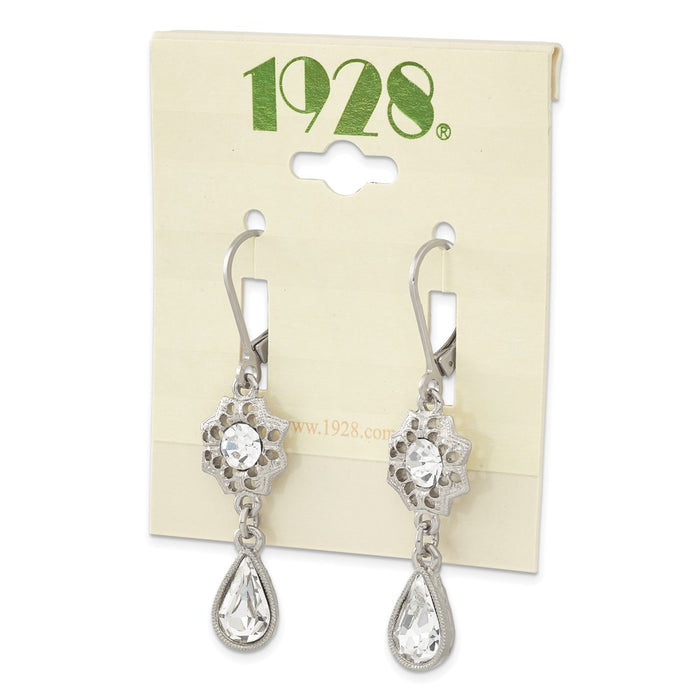Buy Stylish 1928 Jewelry Silver-Tone Filigree Floral Frame Earrings, 1.5" Dangle-3