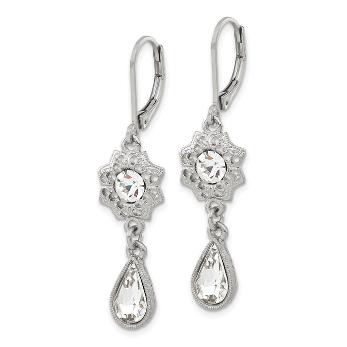 Buy Stylish 1928 Jewelry Silver-Tone Filigree Floral Frame Earrings, 1.5" Dangle-2