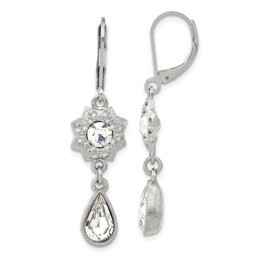 Buy Stylish 1928 Jewelry Silver-Tone Filigree Floral Frame Earrings, 1.5" Dangle