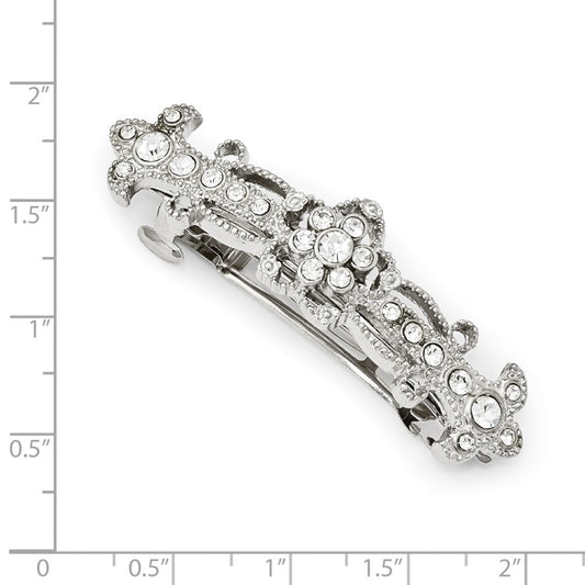 Exclusive 1928 Jewelry Silver-Tone Hair Barrette with Clear Crystals - Stylish Value