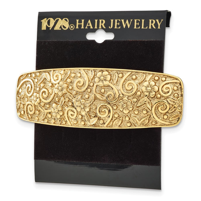 Exclusive 1928 Jewelry Gold-Tone Floral Swirl Hair Barrette - Stylish Design-4