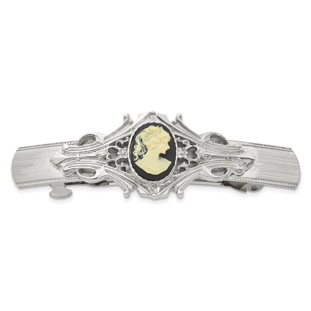 Buy Stylish 1928 Jewelry Silver-Tone Ornate Black Acrylic Cameo Hair Clip