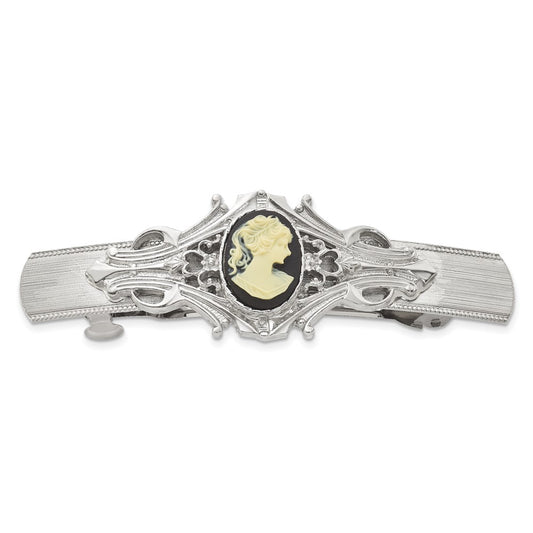 Buy Stylish 1928 Jewelry Silver-Tone Ornate Black Acrylic Cameo Hair Clip