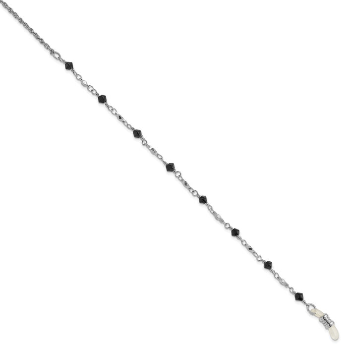 Buy Stylish 32-Inch Silver-Tone Eyewear Holder with Black Beads - Value Accessory-2