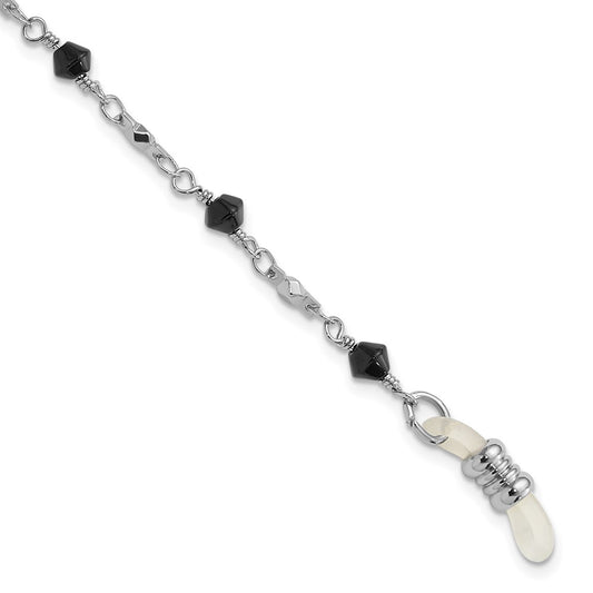 Buy Stylish 32-Inch Silver-Tone Eyewear Holder with Black Beads - Value Accessory