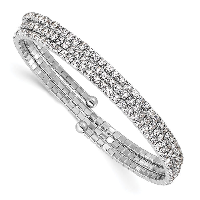 Buy Stylish Silver-Tone Triple Row Crystal Wrap Bracelet - Affordable Luxury-1