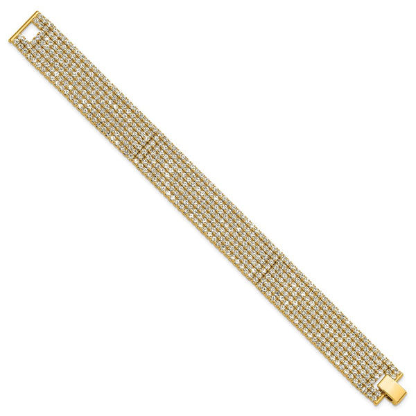 7-Inch Radiant Gold-Tone Multi-Strand Crystal Bracelet