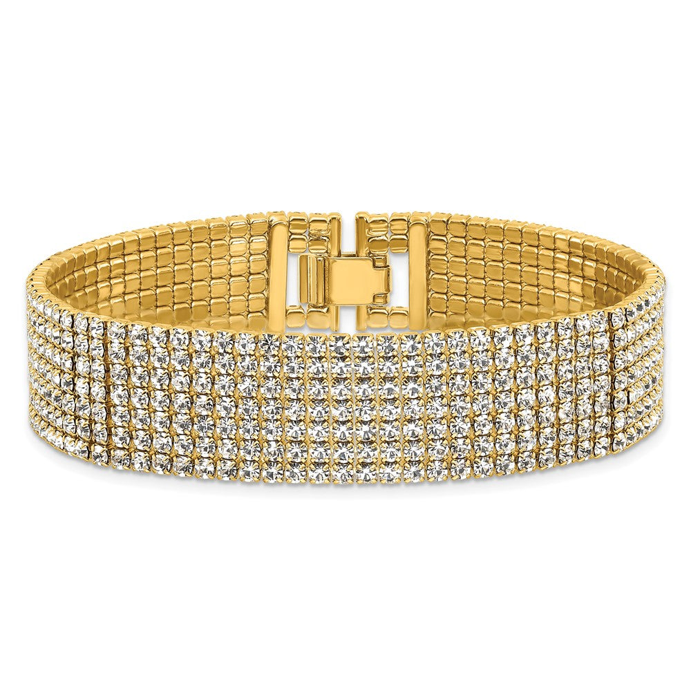 Buy Stylish 7-Inch Radiant Gold-Tone Multi-Strand Crystal Bracelet - Luxury Value