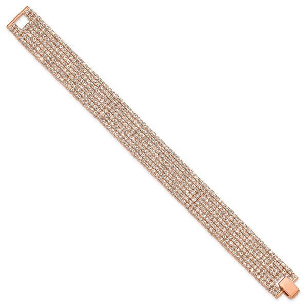 Rose Gold Multi-Strand Crystal Bracelet - 7 Inch