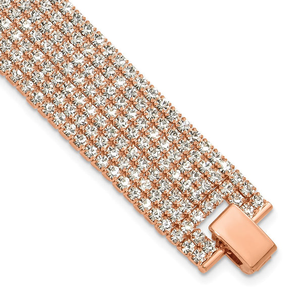 Rose Gold Multi-Strand Crystal Bracelet - 7 Inch