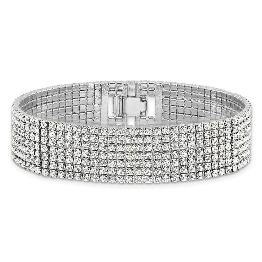 Exclusive Silver-Tone Multi-Strand Crystal Bracelet - 7 Inch Stylish Value