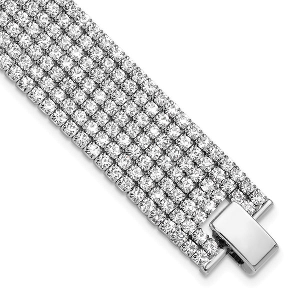 Silver-Tone Multi-Strand Crystal Bracelet - 7 Inch