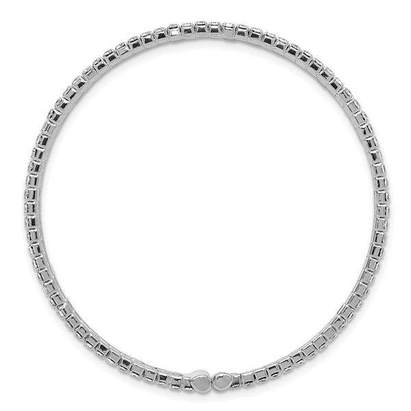 Silver-Tone Crystal Triple Row Cuff Bracelet