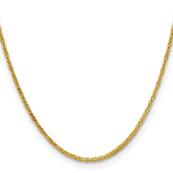 14K Gold Byzantine Chain 2mm, Lobster Clasp