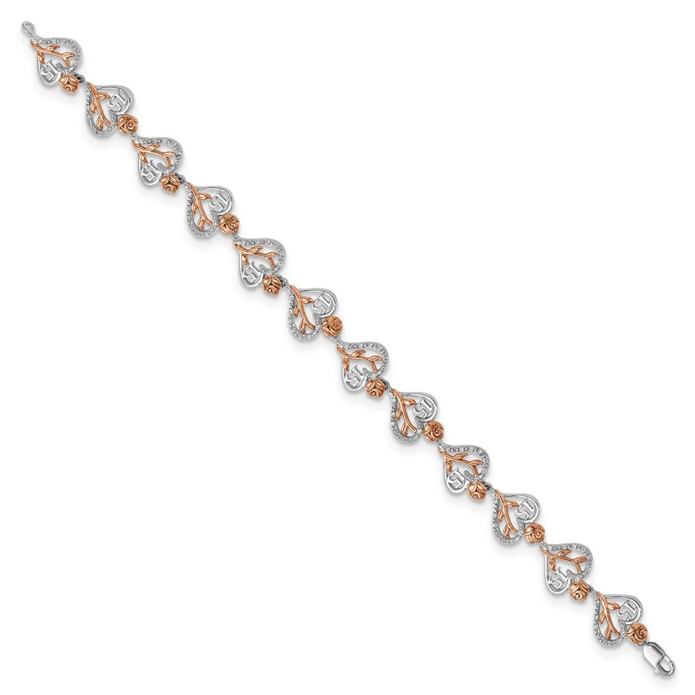 Buy Exclusive 14K White & Rose Gold Diamond Heart Bracelet - Stylish Quinceaera Gift