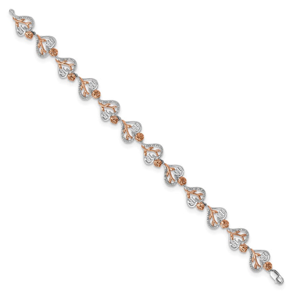 14K White & Rose Gold Diamond Heart Bracelet - Quinceañera