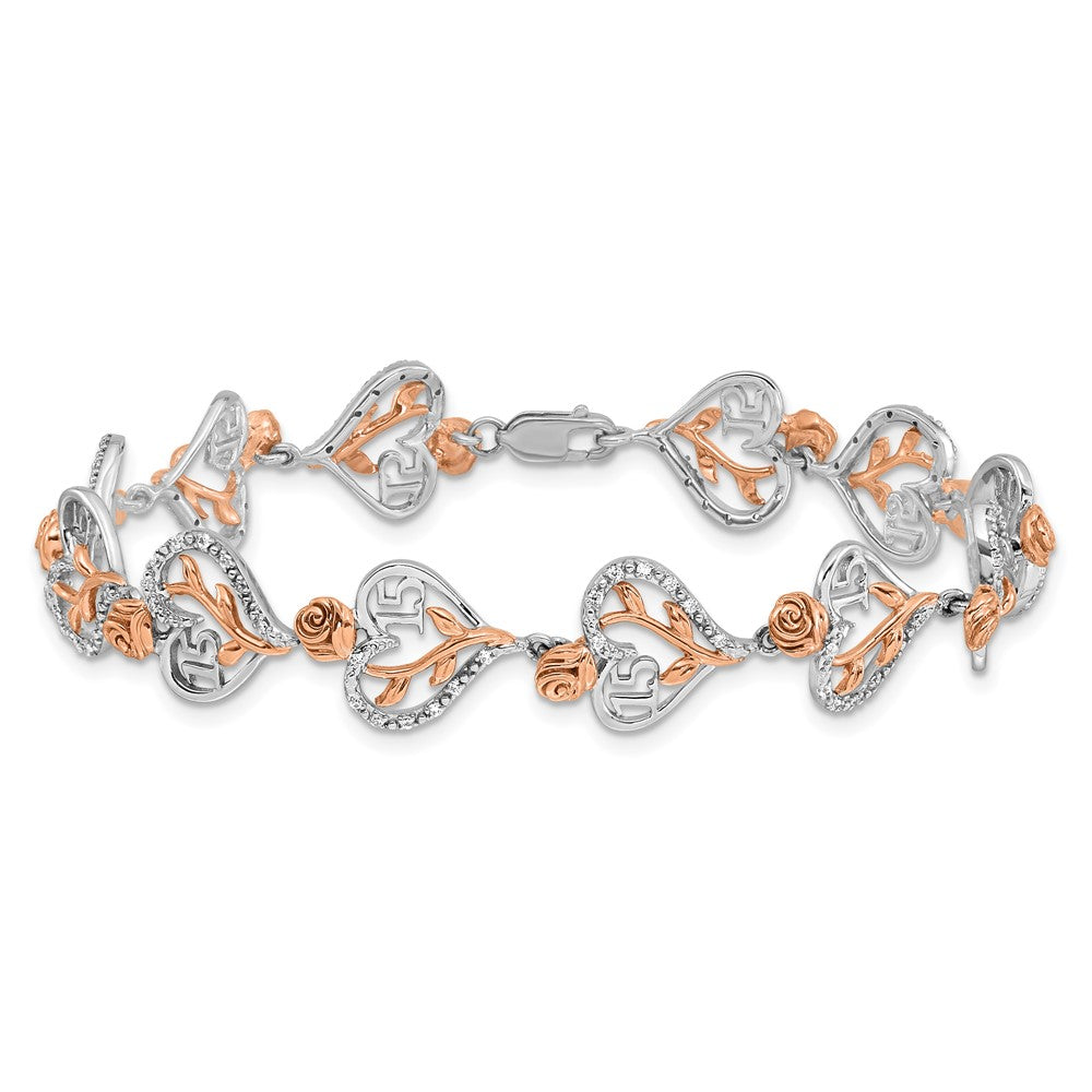Buy Exclusive 14K White & Rose Gold Diamond Heart Bracelet - Stylish Quinceaera Gift