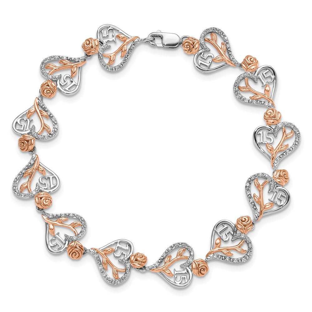 Buy Exclusive 14K White & Rose Gold Diamond Heart Bracelet - Stylish Quinceaera Gift