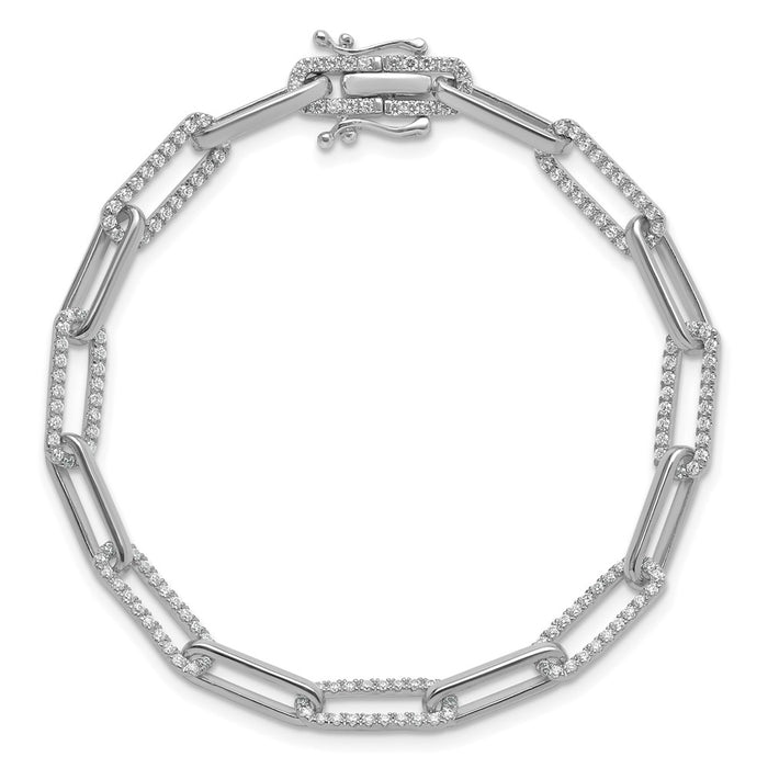 Buy Exclusive 14K White Gold Polished Diamond Paperclip Bracelet - Luxury Value-4