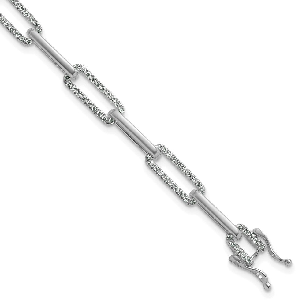 Buy Exclusive 14K White Gold Polished Diamond Paperclip Bracelet - Luxury Value