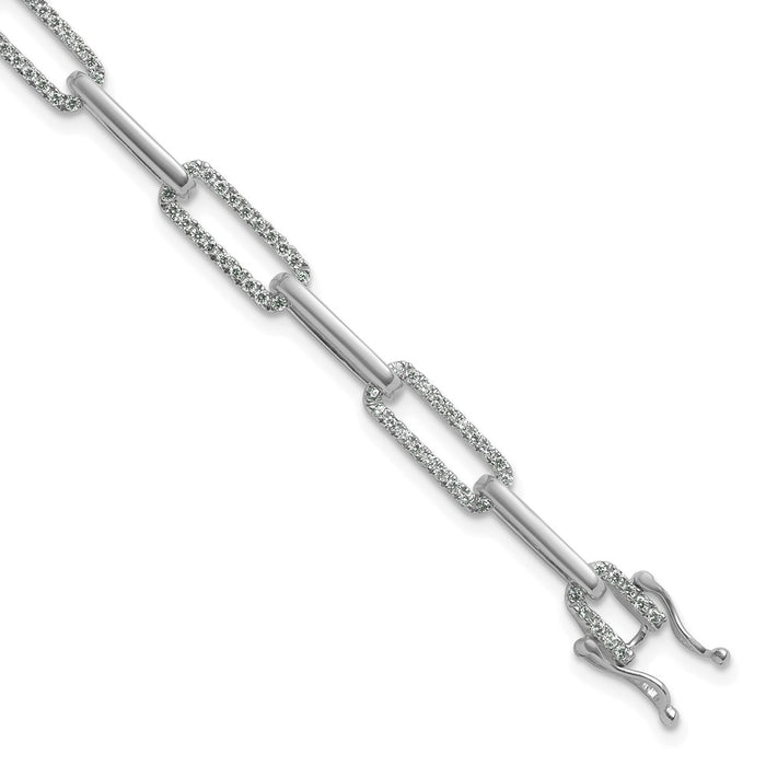 Buy Exclusive 14K White Gold Polished Diamond Paperclip Bracelet - Luxury Value-1