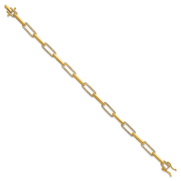 14K Gold Polished Diamond Paperclip Link Bracelet