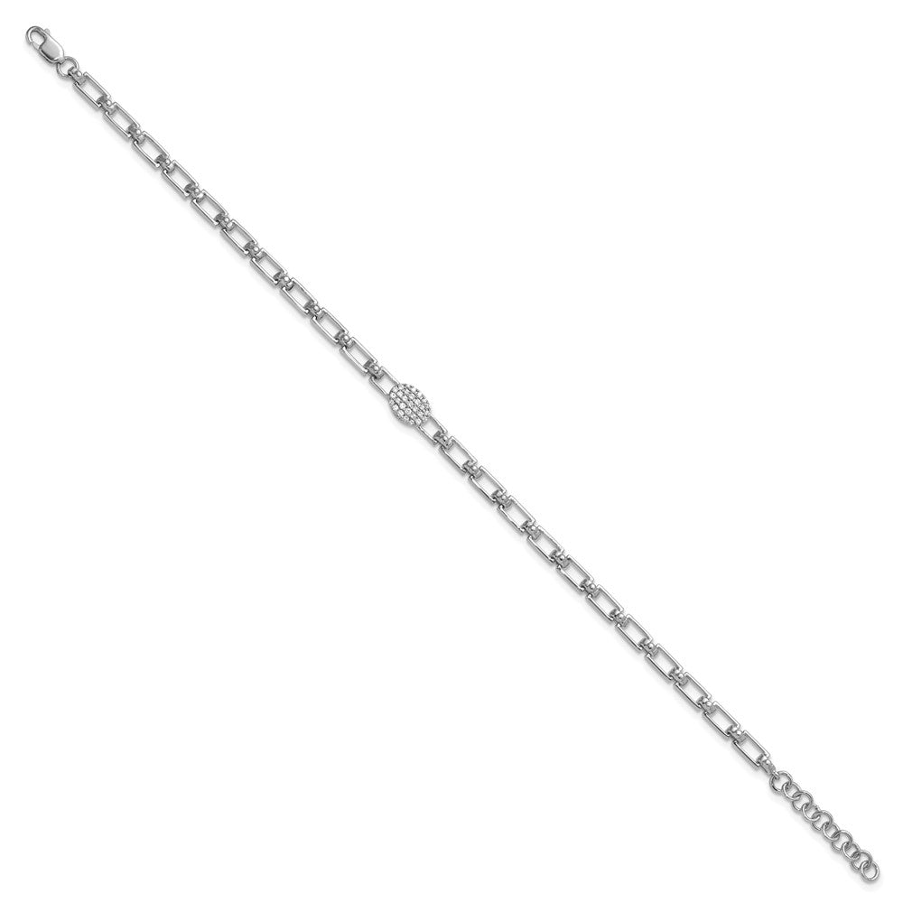 Buy 14K White Gold Polished Diamond Oval Cluster Bracelet - Stylish 1-Inch Extension
