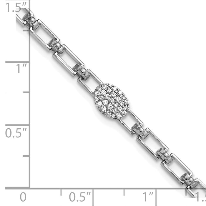 Buy 14K White Gold Polished Diamond Oval Cluster Bracelet - Stylish 1-Inch Extension-5