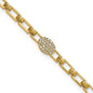 High-Quality 14K Gold Polished Diamond Oval Cluster Bracelet, Stylish 1-Inch Extension-2