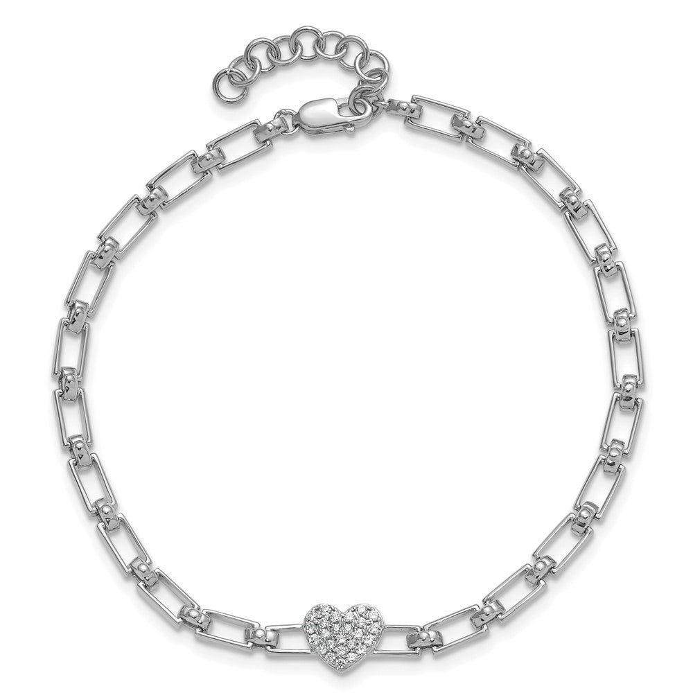 Buy Stylish 14K White Gold Diamond Heart Cluster Bracelet, 1-Inch Extension