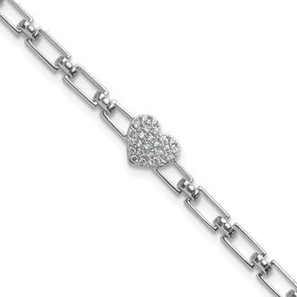 Buy Stylish 14K White Gold Diamond Heart Cluster Bracelet, 1-Inch Extension