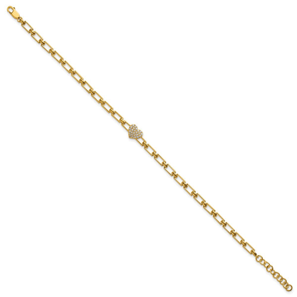 14K Gold Diamond Heart Cluster Bracelet - 1-Inch Extension