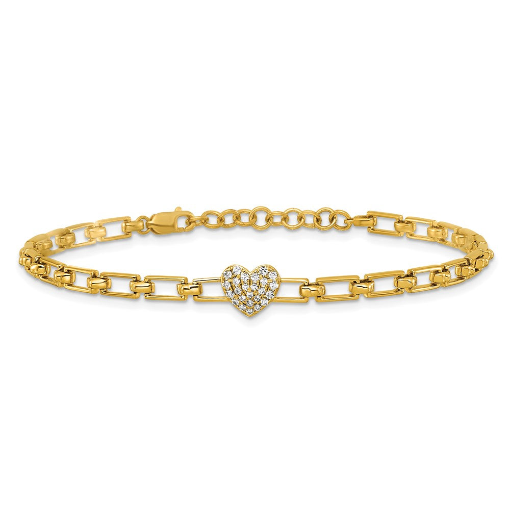 Exclusive 14K Gold Diamond Heart Cluster Bracelet - Stylish 1-Inch Extension