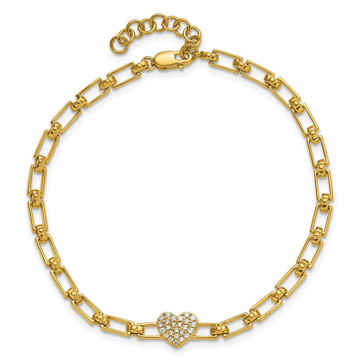 Exclusive 14K Gold Diamond Heart Cluster Bracelet - Stylish 1-Inch Extension-4