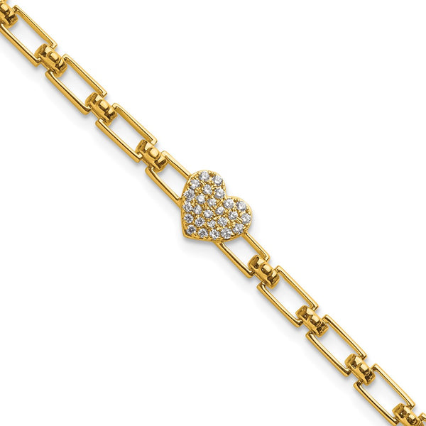 14K Gold Diamond Heart Cluster Bracelet - 1-Inch Extension