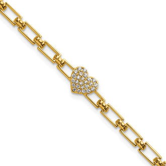 Exclusive 14K Gold Diamond Heart Cluster Bracelet - Stylish 1-Inch Extension