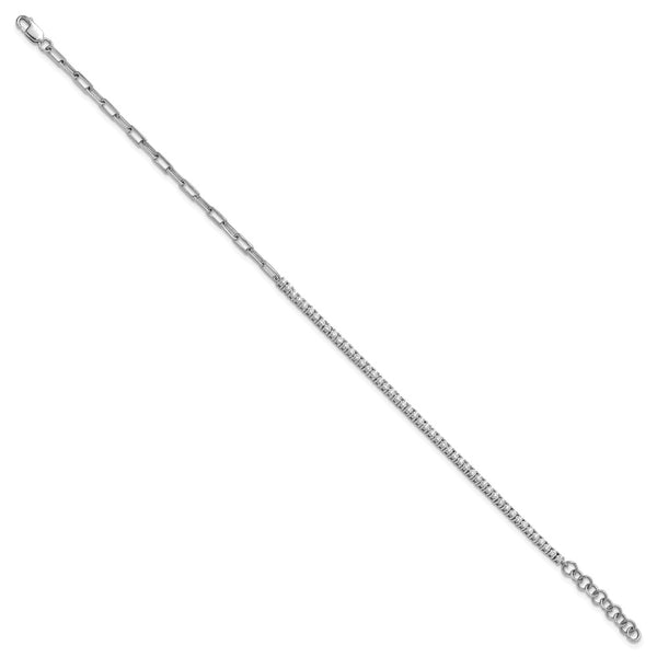 14K White Gold Polished Diamond Bracelet - 1-Inch Extension