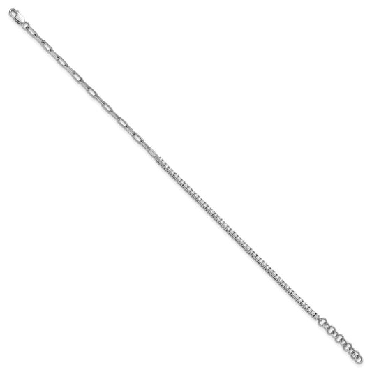 Buy Stylish 14K White Gold Polished Diamond Bracelet - 1-Inch Extension