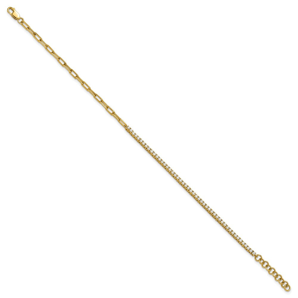 Exclusive 14K Gold Polished Diamond Fancy Link Bracelet - Stylish 1-Inch Extension