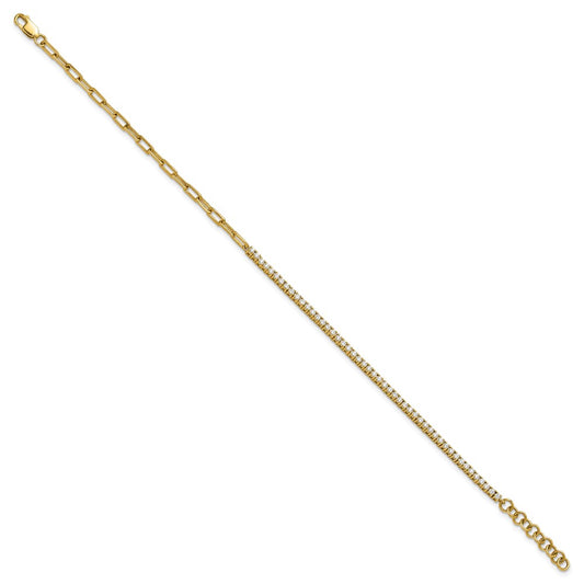 Exclusive 14K Gold Polished Diamond Fancy Link Bracelet - Stylish 1-Inch Extension